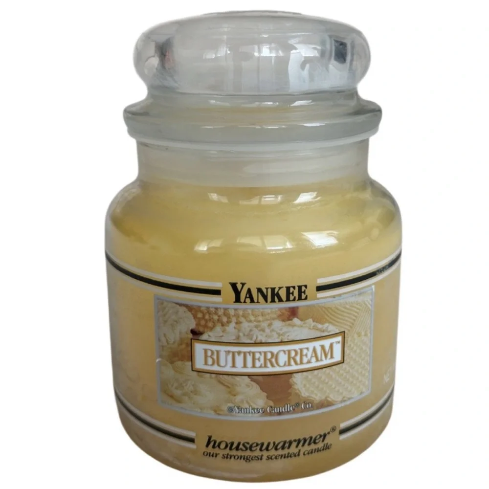 Yankee Candle Jar Buttercream Rare Vintage Black Band Cream Off White 14.5 Oz